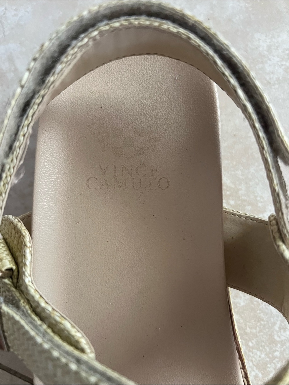 Vince Camuto Metallic Beige Woven Slide Sandals - Picture 4 of 5
